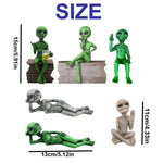 statues aliens résine vert gris moderne humour verre bière vin fixations