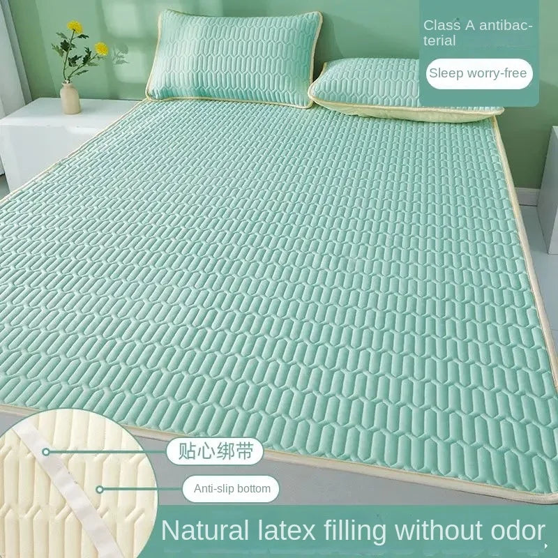 matelas doux bleu clair motif hexagonal texture soie moderne coussin non slip latex