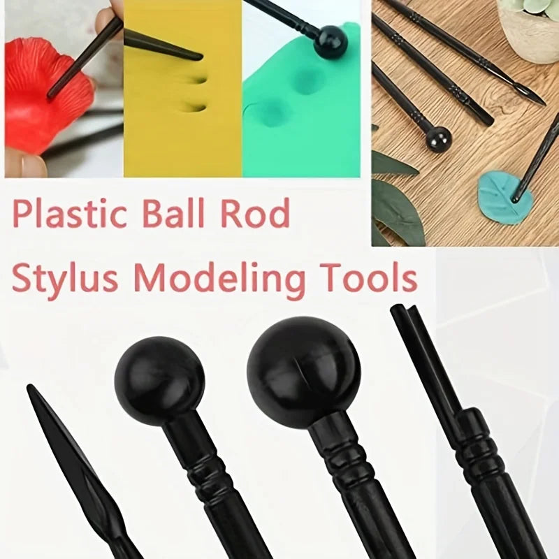 outils modelage argile polymère bois naturel noir jaune sculpture céramique poterie artisanat moulage cuisson