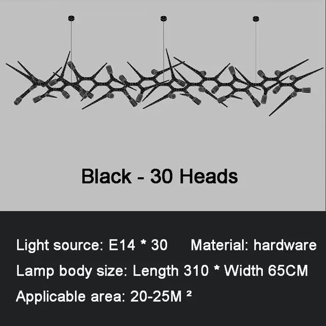 suspension lumineuse noire contemporaine 120cm 10 ampoules certification ul rohs
