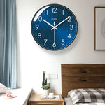 horloge murale moderne aiguille quartz bleu blanc visage unique opale salle manger salon decoration