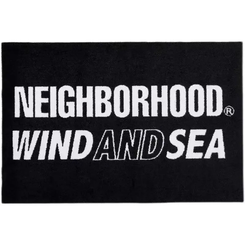 tapis moderne noir imprimé blanc texte océan entrée résistant décoloration polyester 100x150cm