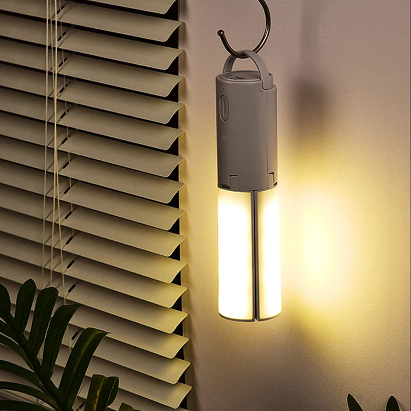 lampe pliable rechargeable led gris clair moderne anneau suspension camping