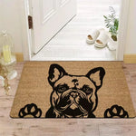 tapis d'entrée marron clair chien bienvenue moderne résistant rides polyester imprimé 30x50cm 40x60cm 50x80cm