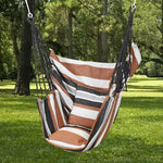 hamac suspendu moderne bleu blanc rouge khaki vert rayures horizontales confortable oreillerextérieur