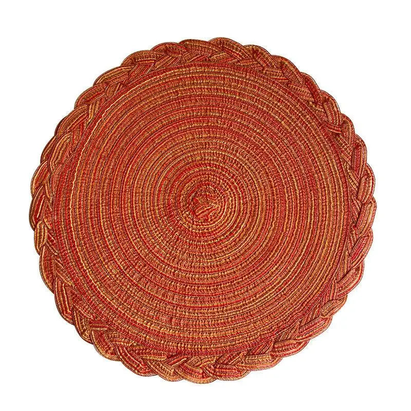 serviettes table boho chic bleu marine beige tissées rustiques décoration table événements maison