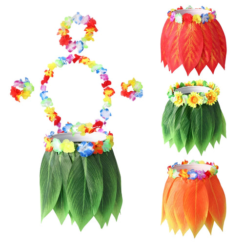 décorations hawaïennes fleurs artificielles feuilles palmiers costume jupe lei anniversaire enfant adulte festif tropical