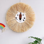 décoration murale couronne paille visage animé enfantine yeux sourire décos chambre enfantsOpaque
