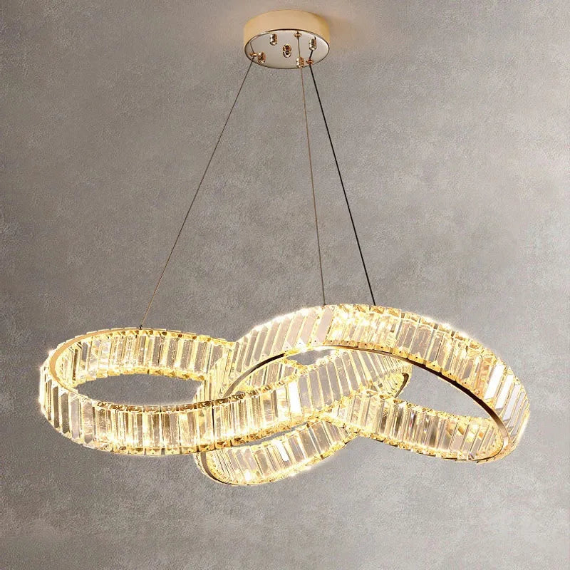 suspension lumineuse pendentif cristal or brillant moderne élégant 4000k 3000k 6000k led 10m2