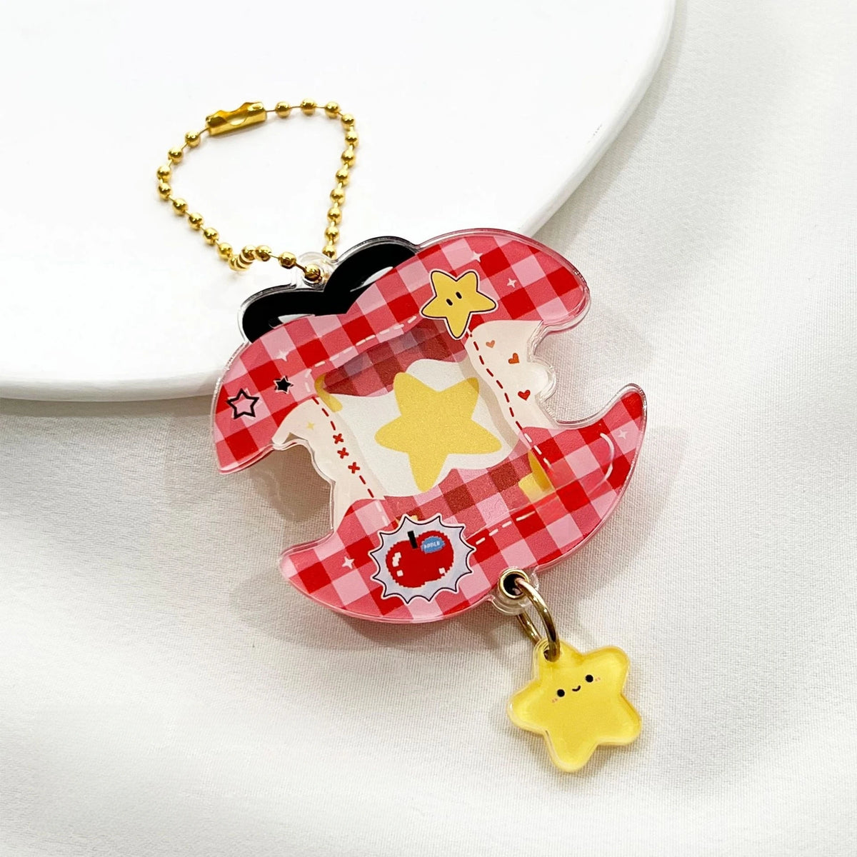 porte clés étoile cœur pomme animaux cartoon enfantin chaîne dorée rouge blanc noir