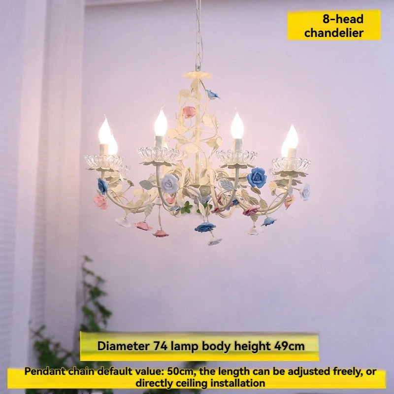 lustre cristal fleurs céramique blanc rose bleu vert classique romantique echangement tactile