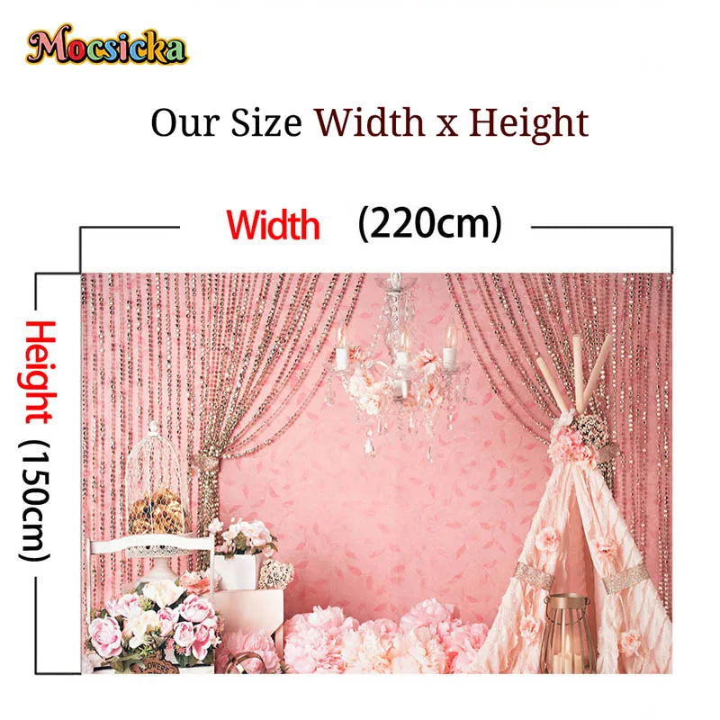 fond photo rose fleurs paillettes décor baby shower 220cm 150cm clips noirs romantique