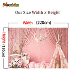 fond photo rose fleurs paillettes décor baby shower 220cm 150cm clips noirs romantique