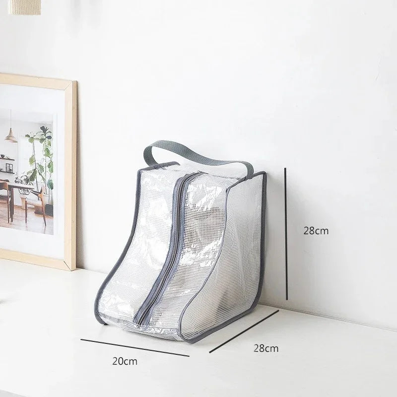 sacs rangement chaussures noir beige fenêtre transparente pratique moderne poignées