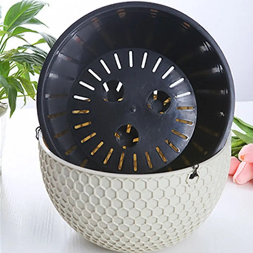 cache pot suspendu moderne hexagonal noir blanc orange gris chaîne métallique