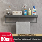 étagère murale moderne gris métallisé clips serviettes bouteilles cosmétiques flacons parfum brosse électrique 30cm