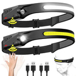 lampe frontale rechargeable led silicone élastique nuit camping pêche travail recherchesModesUSBrechargebatterieintegraporteautoinductive