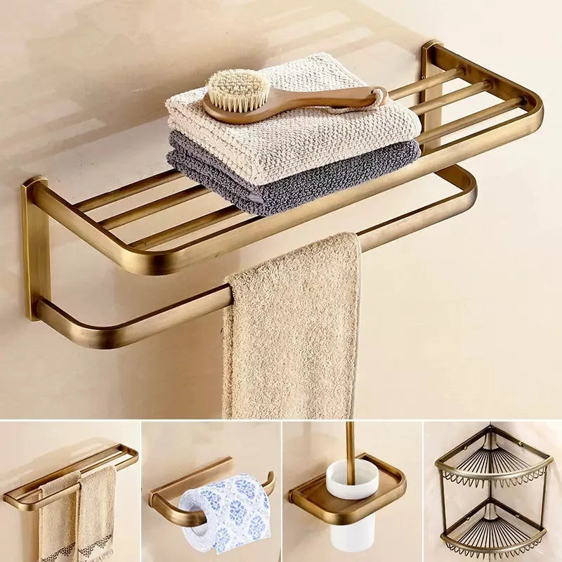 accessoires salle bain or bronze porte serviettes porte papier étagère brosse wc moderne élégant