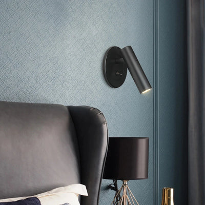 Applique murale LED ronde blanche avec interrupteur réglable pour chambre