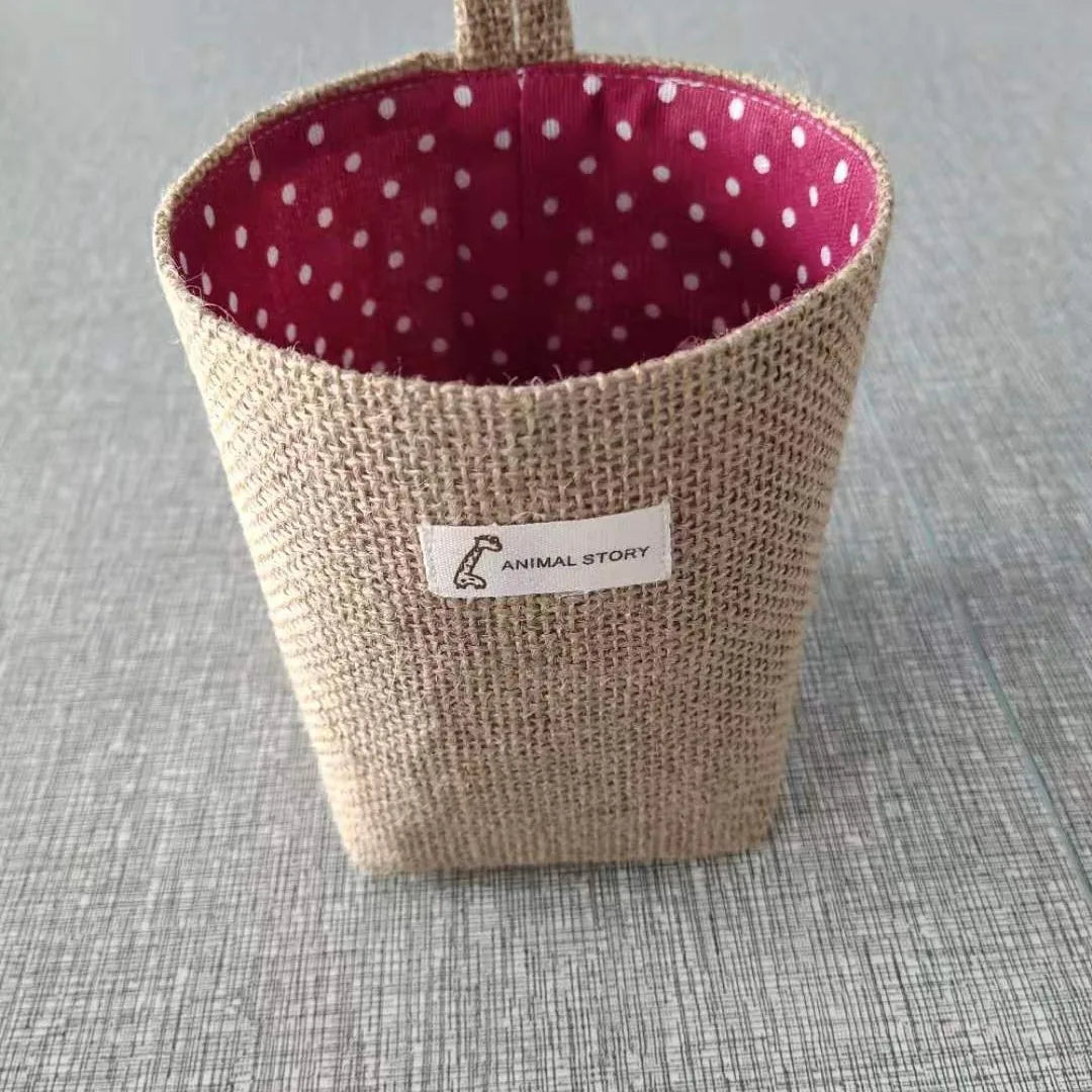 sac rangement toile jute étoiles rayures boho chic pliable reversible anneaux métalliques rustique