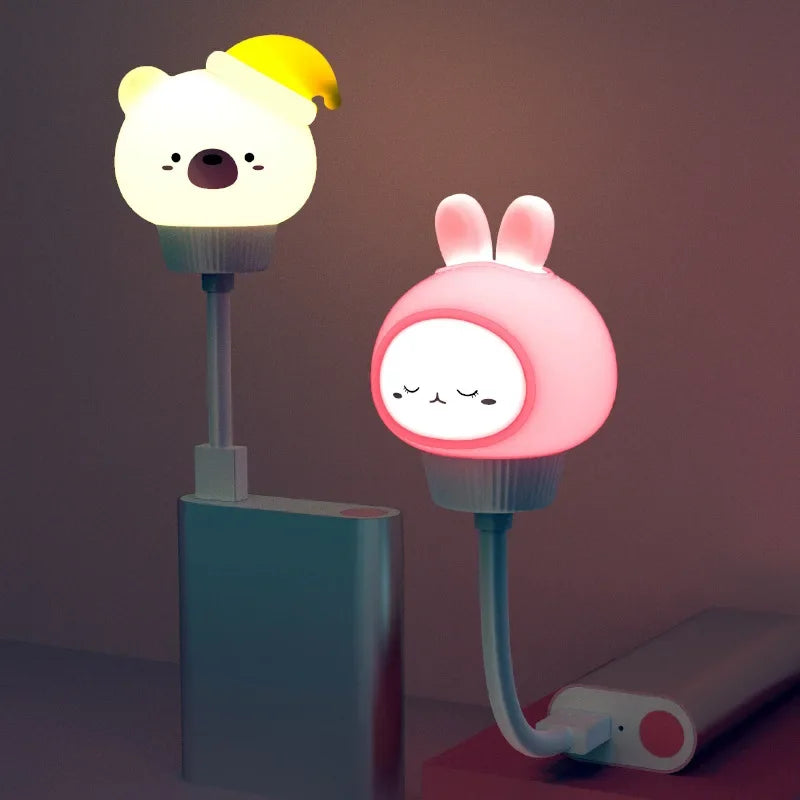 veilleuse animaux mignons moderne lampe chevet usb led ours canard chaton