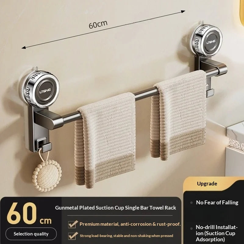 porte serviettes mural double barre cuivre gris moderne suction serviettes tissées beigeDecorationPomponBeige