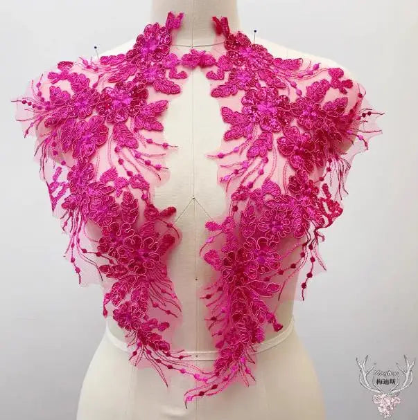 épaulettes décoratives broderie florale dentelle fine polyester écologique transparent élégantes mariage robes rose argent