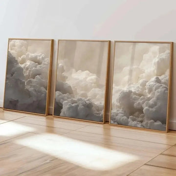 tableau nuages blanc gris moderne décoration intérieure toile abstraite sans cadre 50x40cm 60x40cm 70x30cm