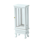 meuble miniature armoire verre transparent classique porte tiroir pieds sculptés blanc marron clair finition