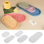 moule silicone assiettes ovales bleu beige vert violet rose texture granulée moderne minimaliste