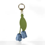porte clés décoration florale tulipes feuilles vert jaune rose rouge bleu gris violet anneaux