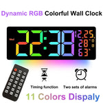 horloge murale numérique led moderne multicolore télécommande affichage date température réveil double