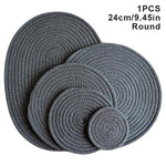 tapis table tissé motifs concentriques beige marron gris clair rustique opaques 11cm 18cm 24cm