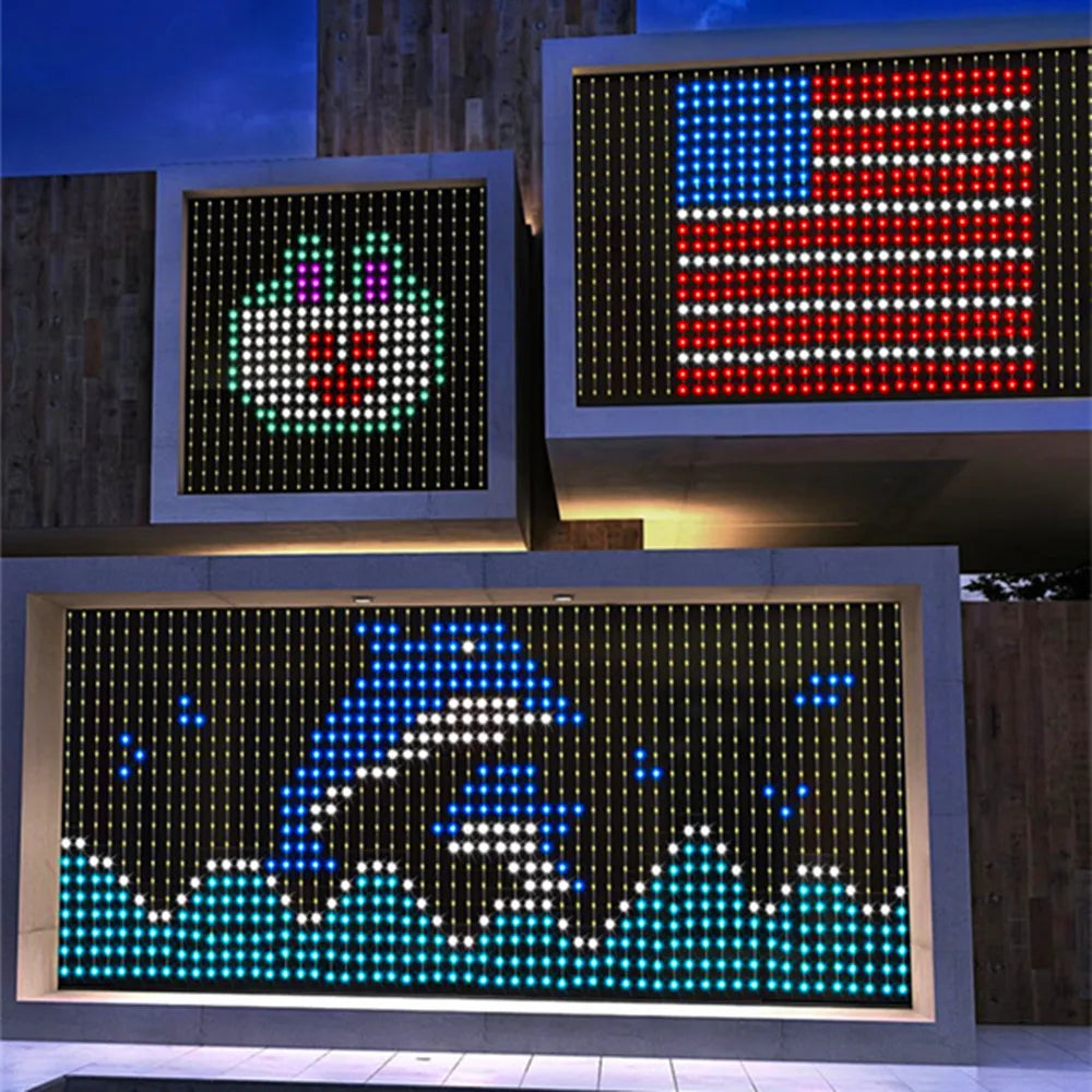 rideau lumineux led multicolore pixel art noel moderne clips télécommande câble alimentation