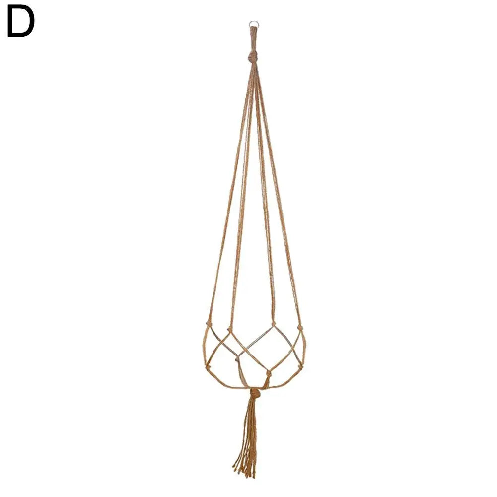panier suspendu macramé main boho blanc beige plante céramique anneaux métalliquesintérieur décorationjardin