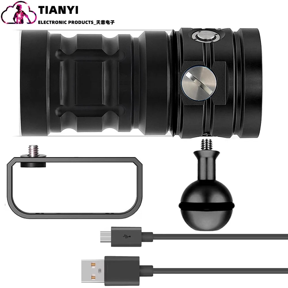 lampe torche plongée led 100w rechargeable réglable mode dézoom vis moderne robuste
