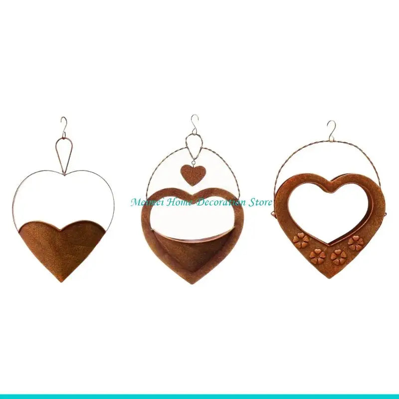 décoration murale cœur marron rustique motifs floraux texturée suspendue vintage crochets métalliquesintérieurextérieur