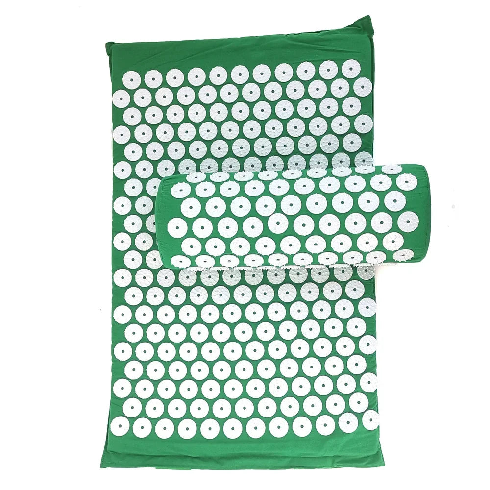 tapis massage acupuncturé violet bleu marine vert rondelles blanches moderne sac rangement