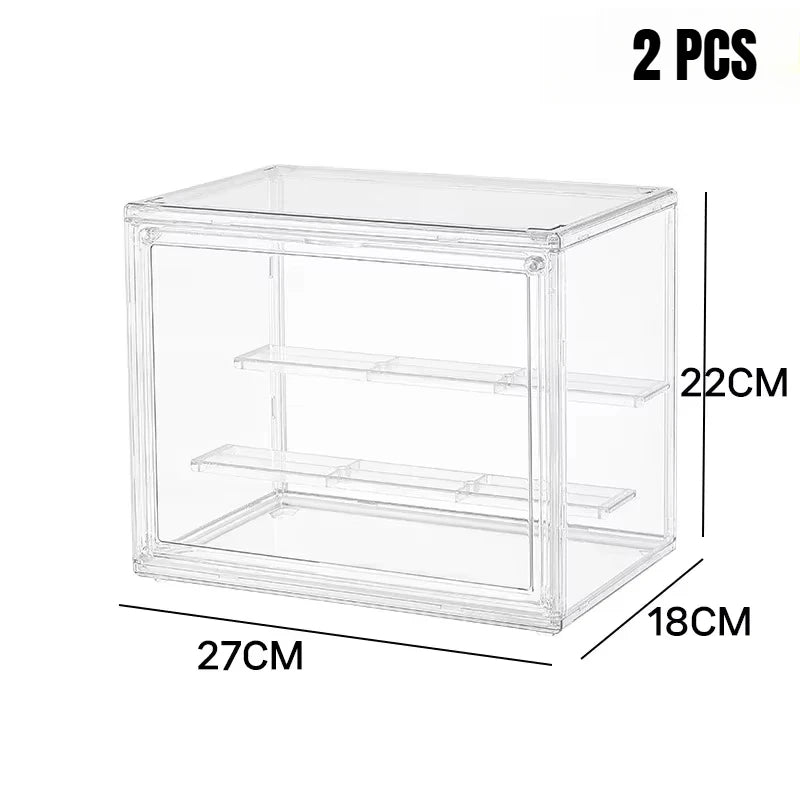 boîte rangement transparente pliable acrylique moderne figurines pièces organisateur jouets display storage box