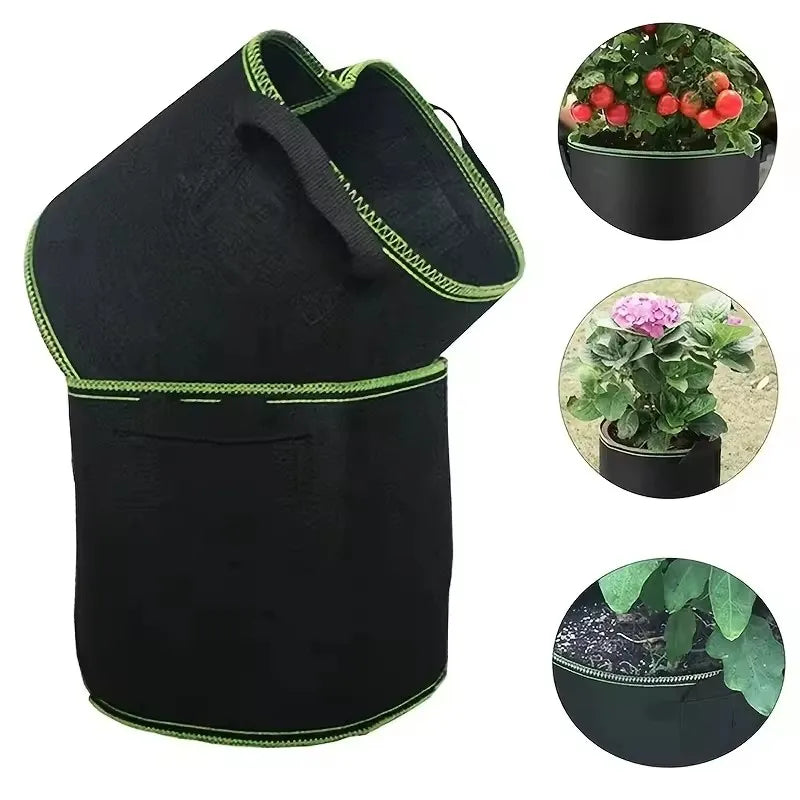 pots fleurs tissu non tissé noir vert modernes poignées 10 gallons