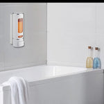 distributeur savon liquide or argent blanc moderne finition métallique fenêtre transparente minimaliste vis