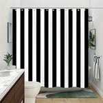 rideau douche noir blanc rayures horizontales moderne opacité métalliques polyester