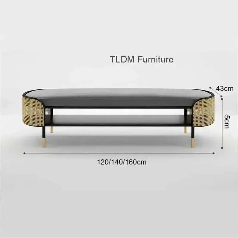 pouf contemporain banc gris tressé adhésif 120cm 140cm 160cm 43cm large 5cm haut