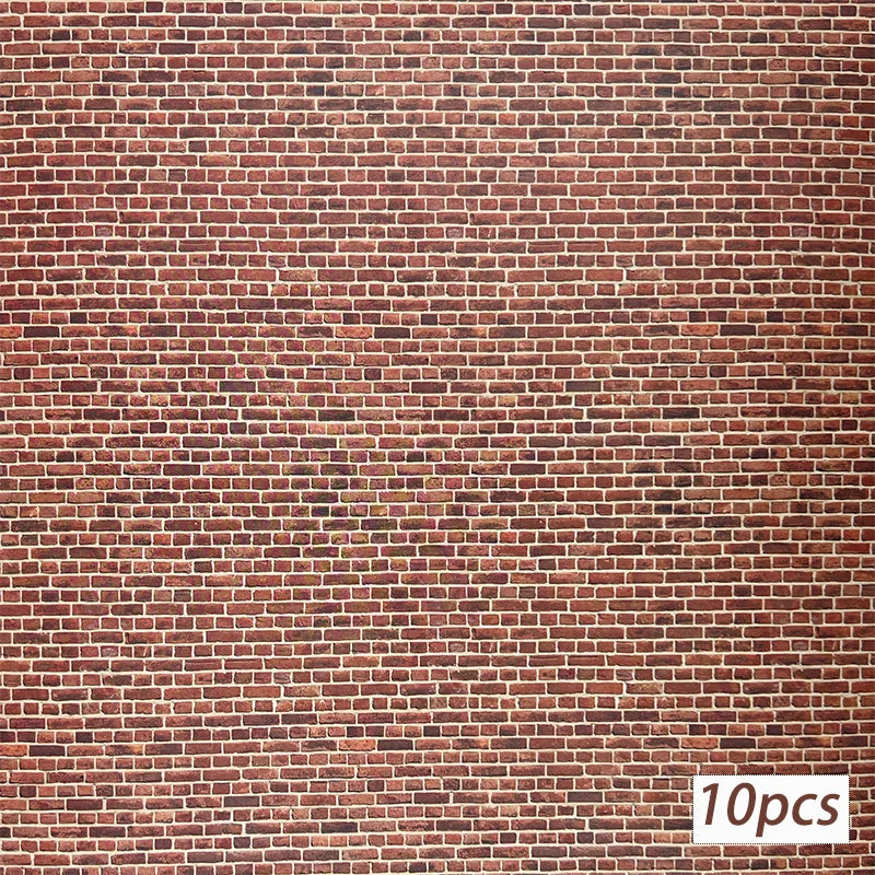 sticker simulation route mur brique papier décoratif classique rouge brun grisclair 21x29cm kit bricolage