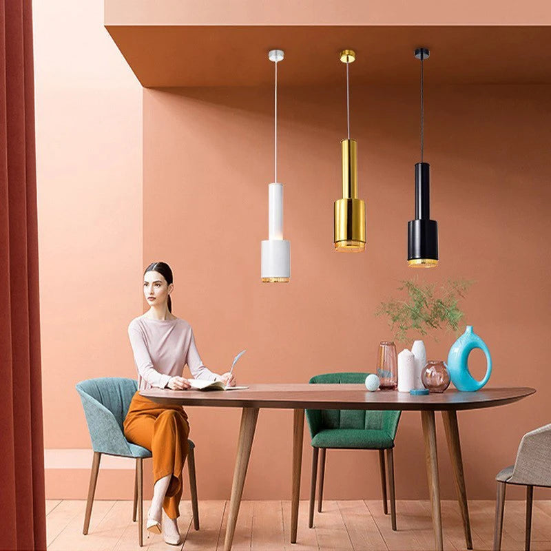 Suspension lumineuse moderne or noir blanc éclairage chambre salon minimaliste
