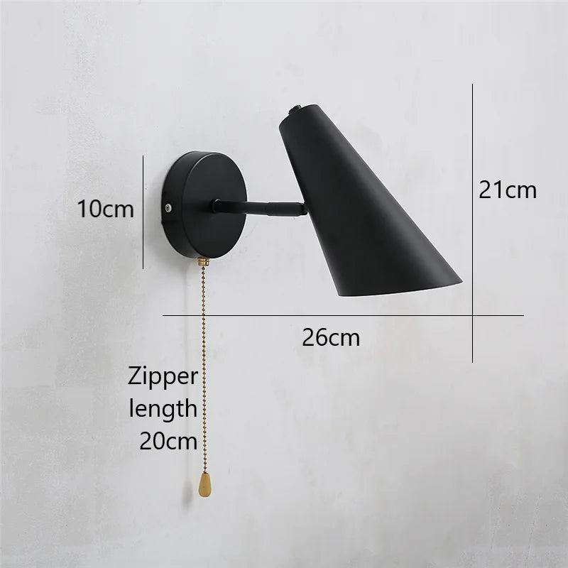 lampe murale conique or moderne interrupteur chaîne éclairage quotidien fixée mur opaque 220v 110v