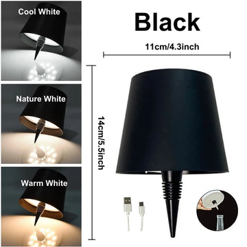 lampe table led rechargeable bouteille tactile noir blanc moderne chambreDecorationCoronaDomPérignonUSBC