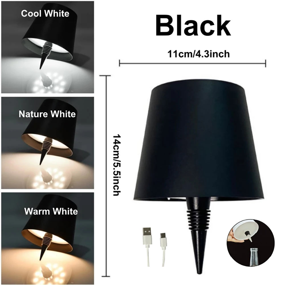 lampe table bouteille charge usb tactile couleurs gradation continue moderne abs