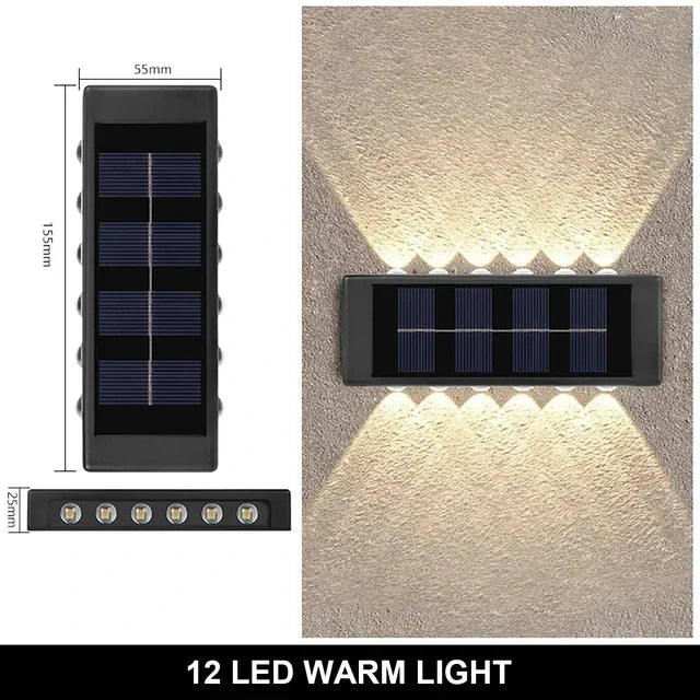 lumière solaire murale moderne 12 led blanc chaud ip65 étancheextérieur jardin décoration