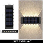 lumière solaire murale moderne 12 led blanc chaud ip65 étancheextérieur jardin décoration